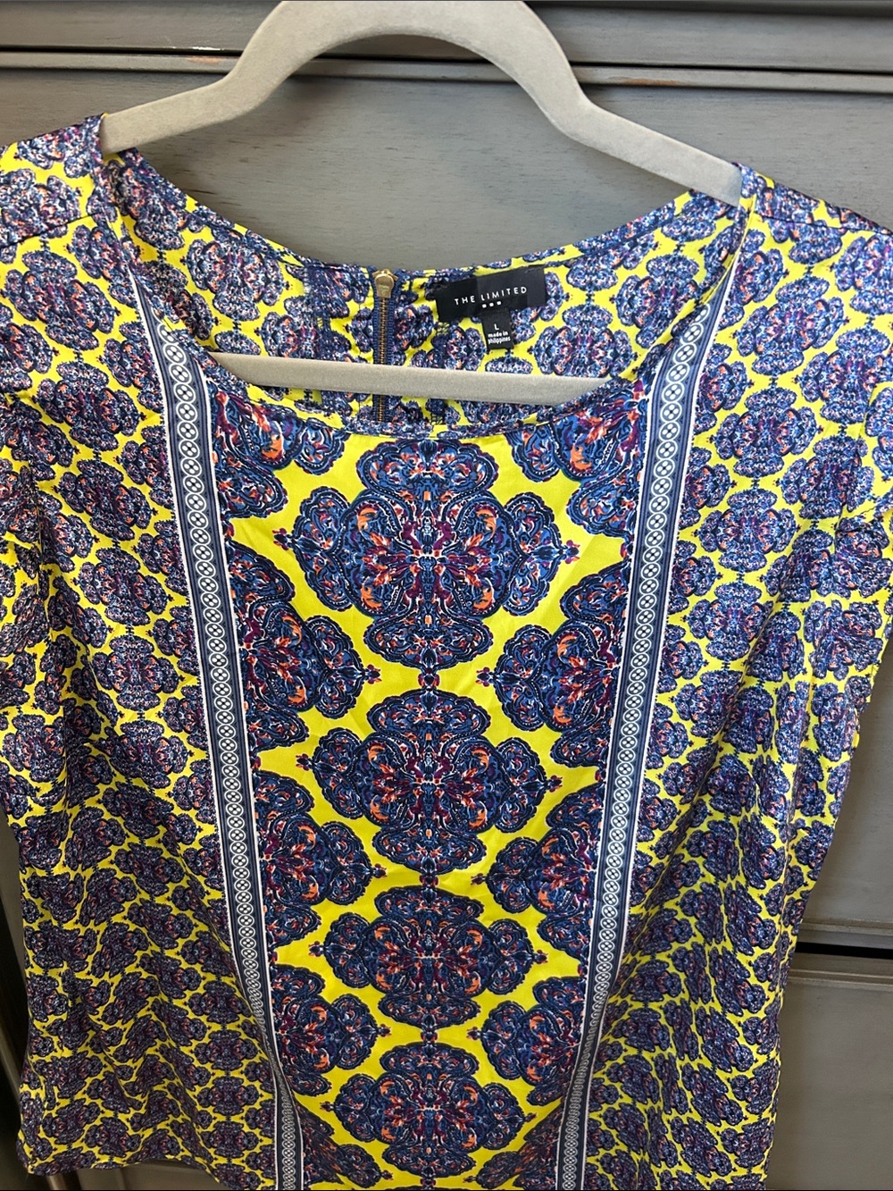 The Limited Yellow & Blue Medallion Print Scoop Neck Tunic